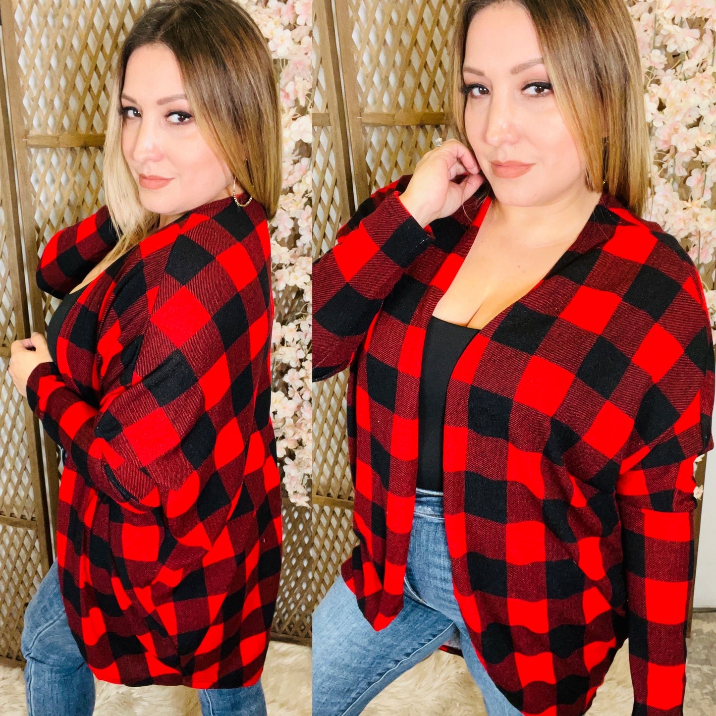 Plaid Open Front Cardigan