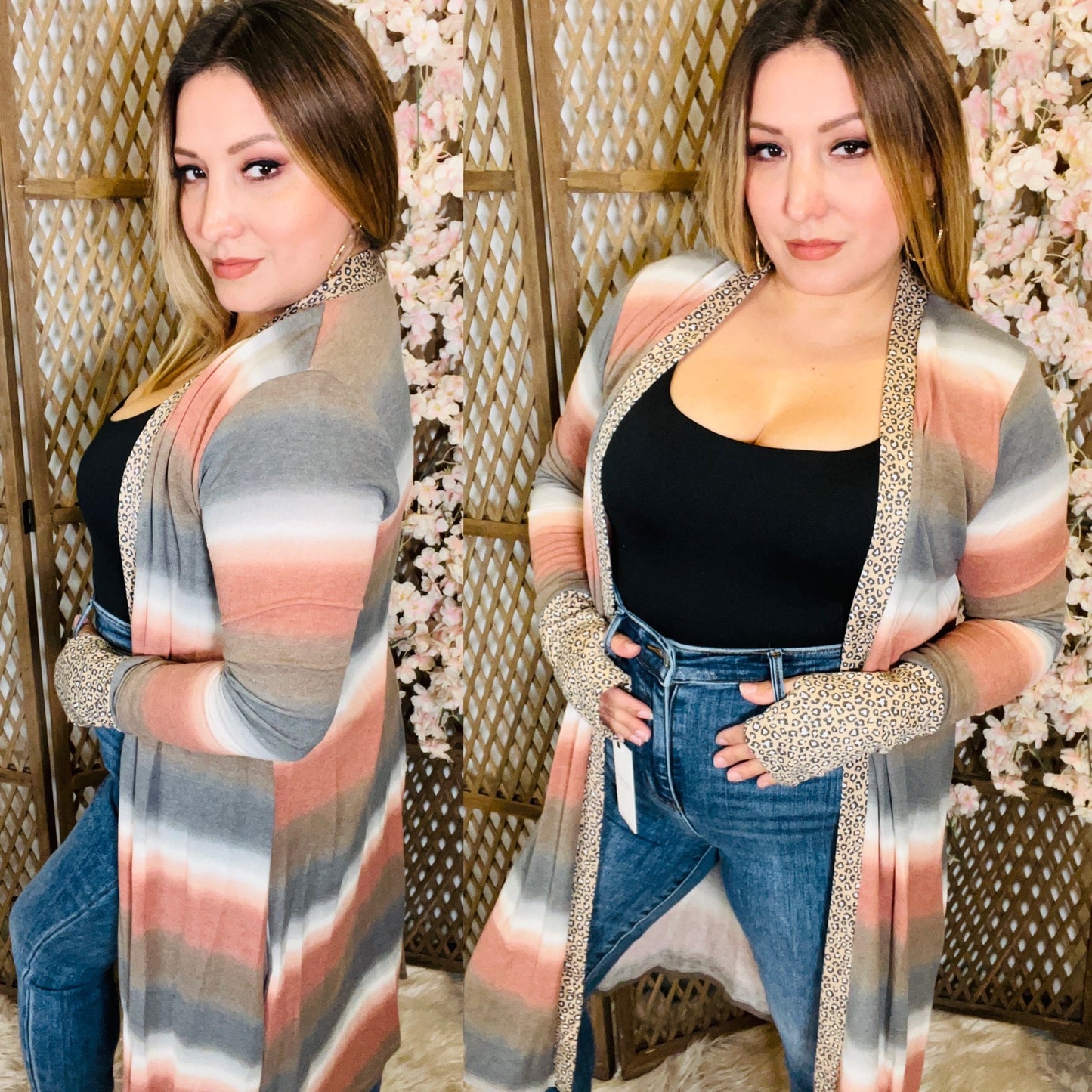 Stripe Long Sleeve Maxi Cardigan