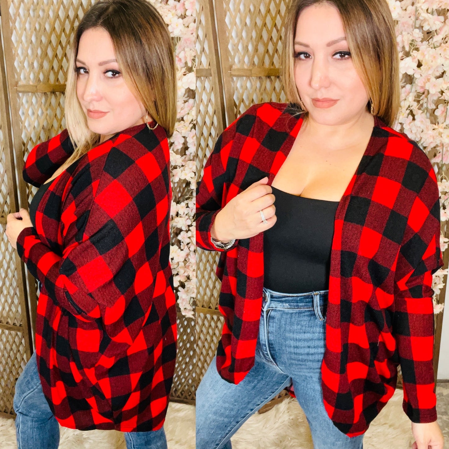 Plaid Open Front Cardigan