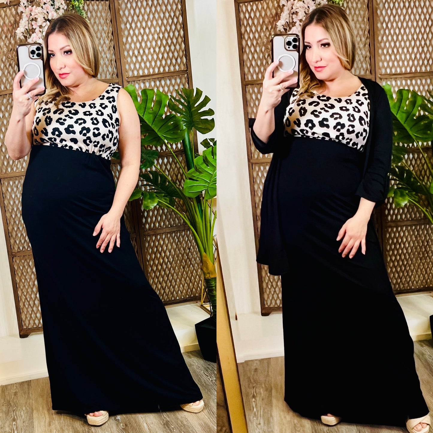 Black And Cheetah Maxi Dress