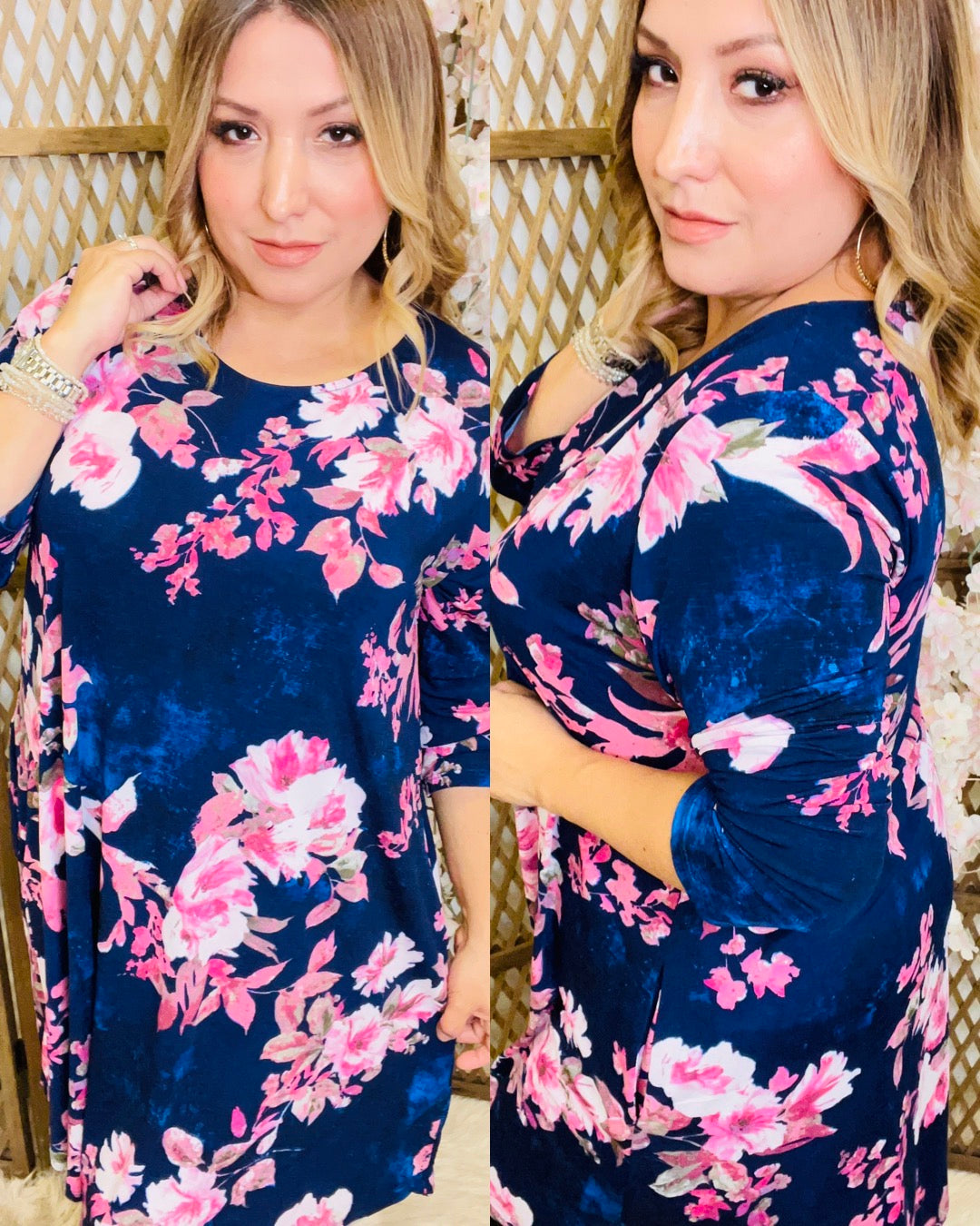 Floral 3/4 Sleeve Dress