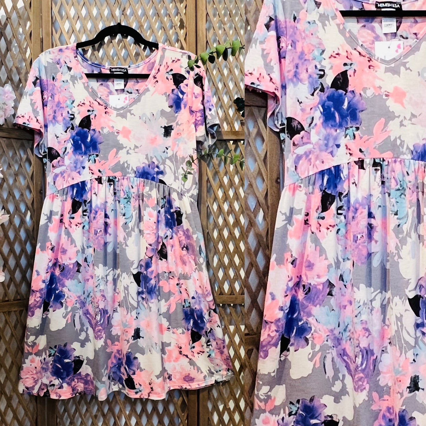 Short Sleeve Baby Doll Floral Dress