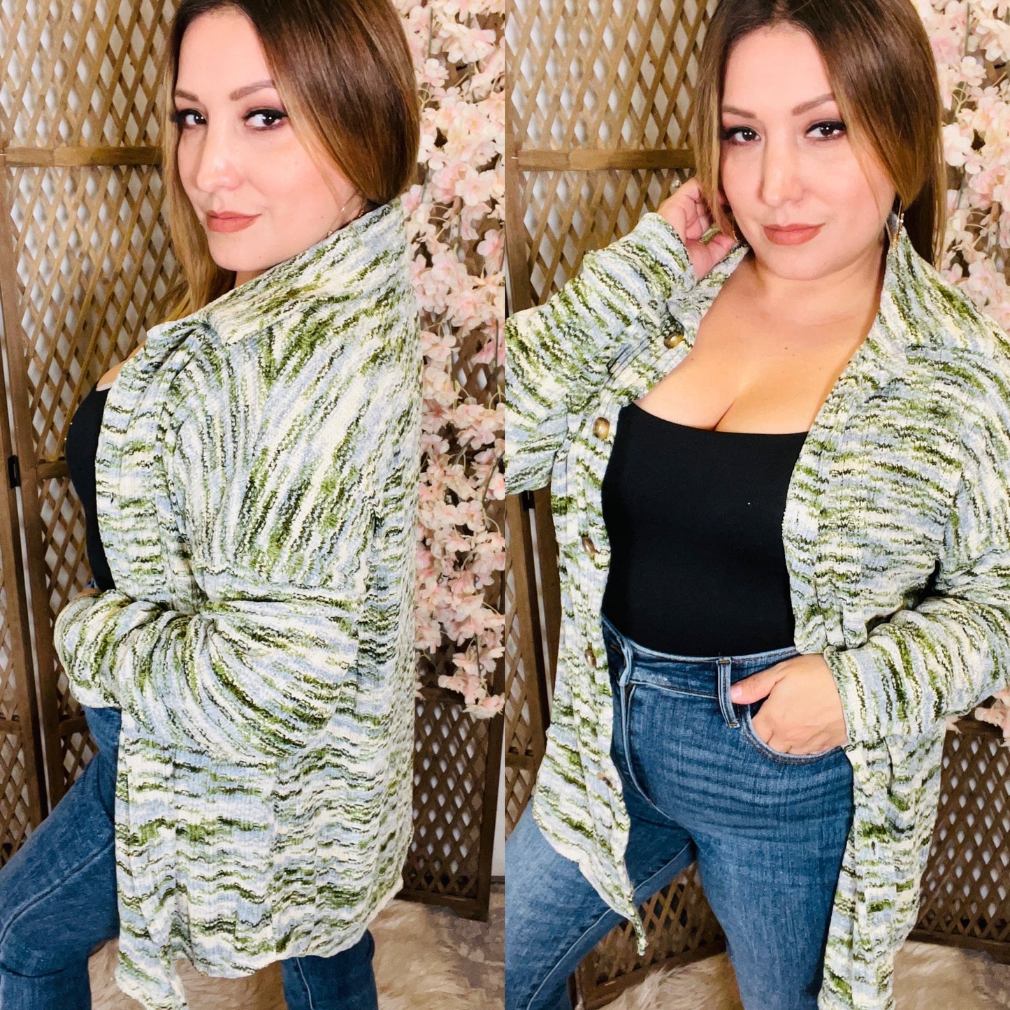 Button Up Rib Cardigan (Olive)