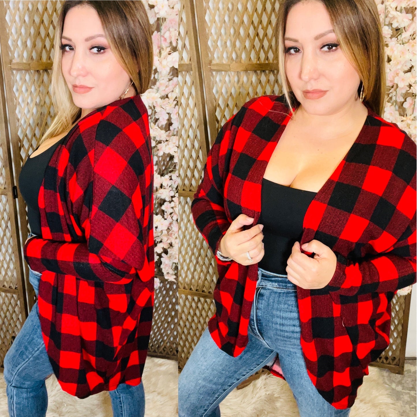 Plaid Open Front Cardigan