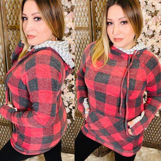 Checkered Hooded Sweatshirt