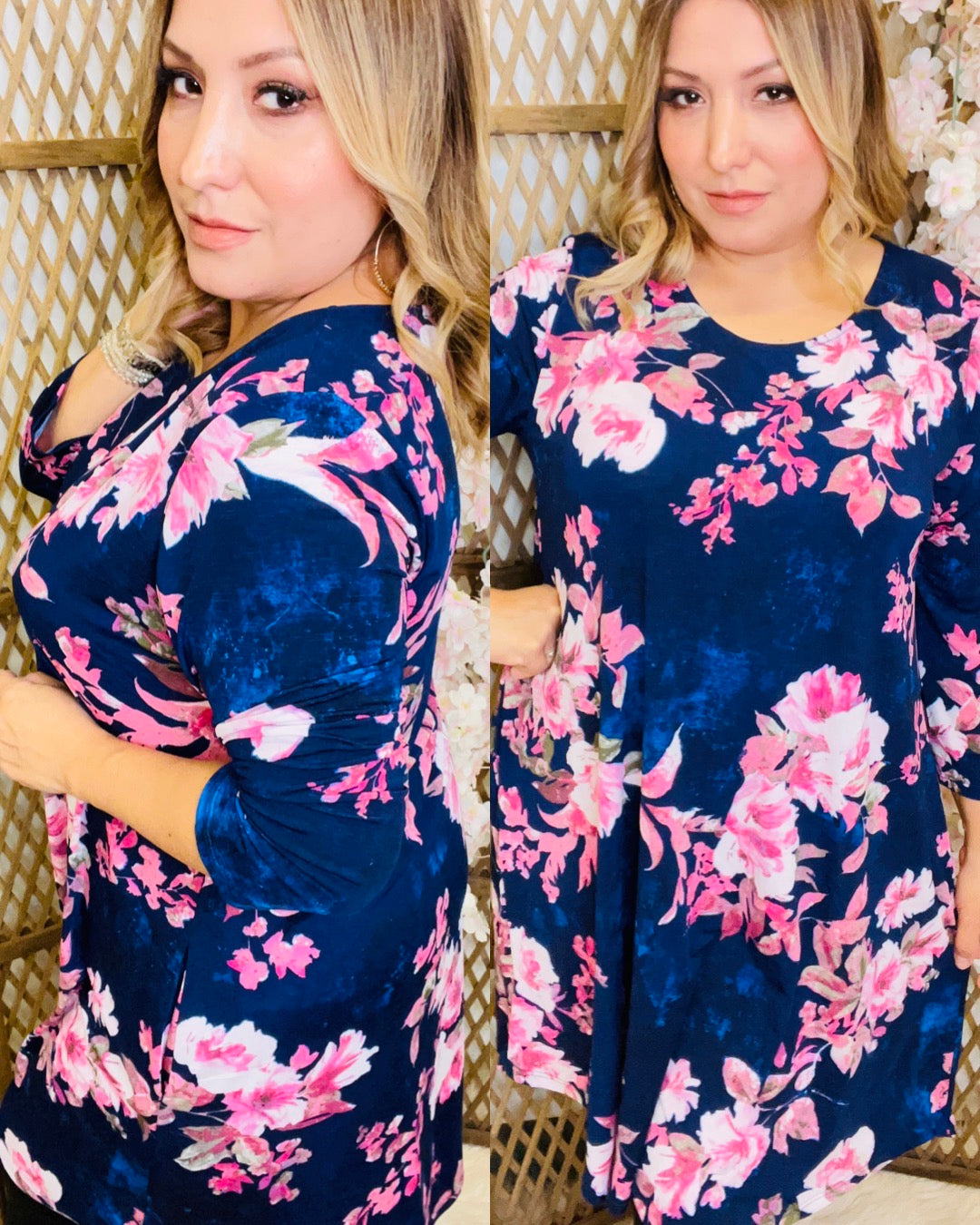 Floral 3/4 Sleeve Dress