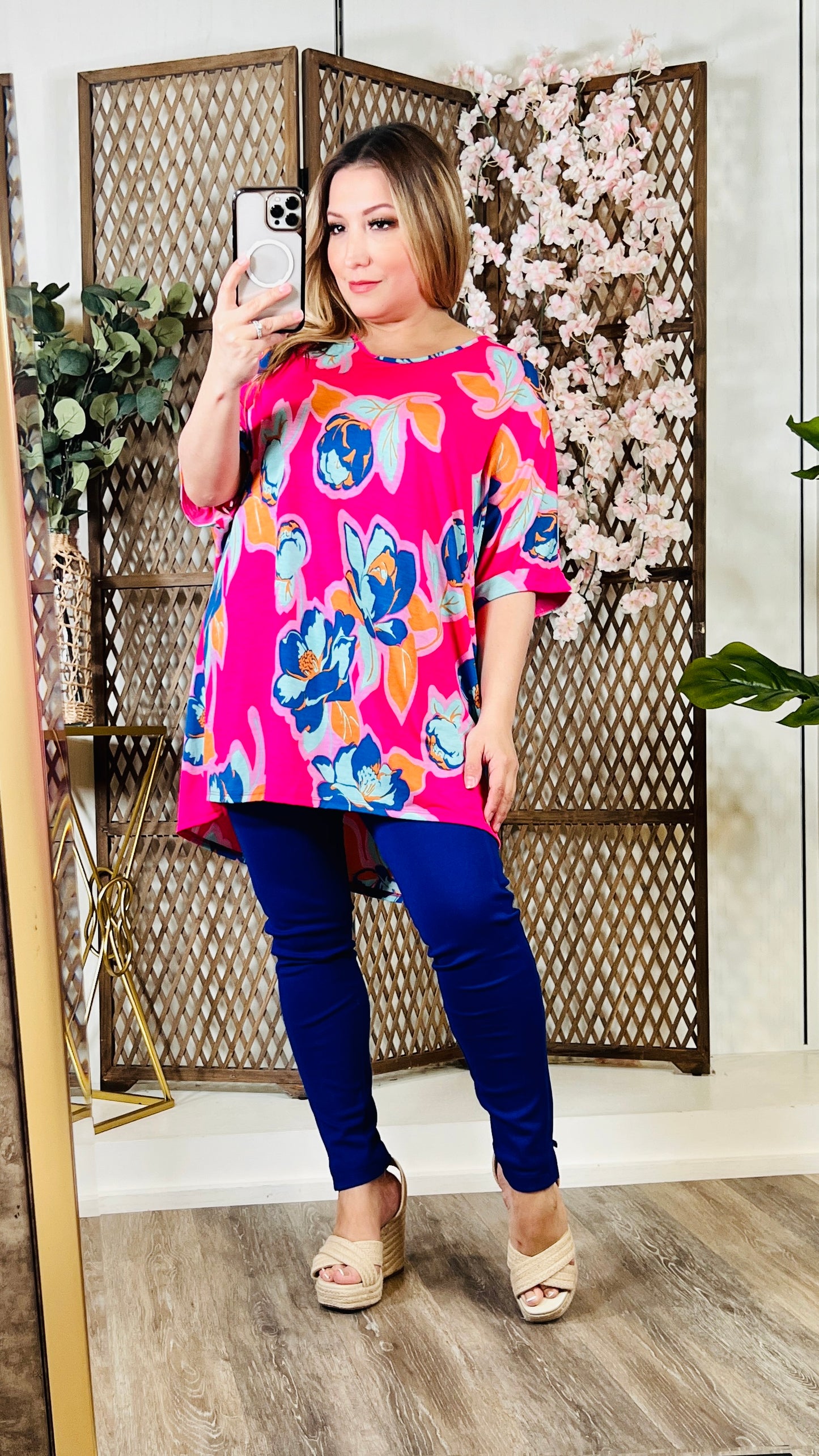 Floral Winkle Free Tunic Top