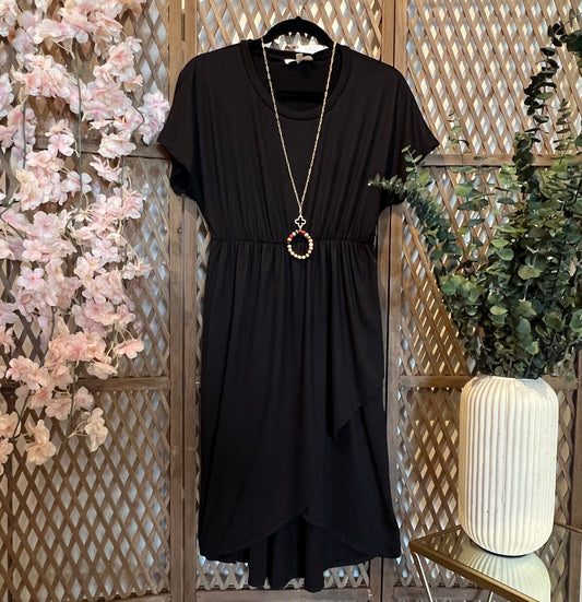 Tulip Hem Black Dress