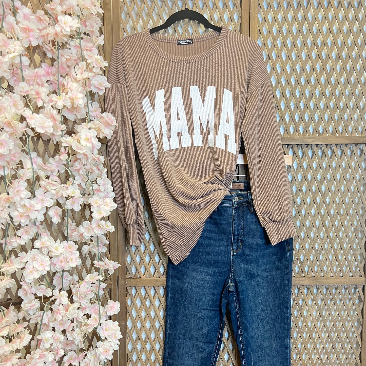 Mama Long Sleeve Ribbed Top COCO