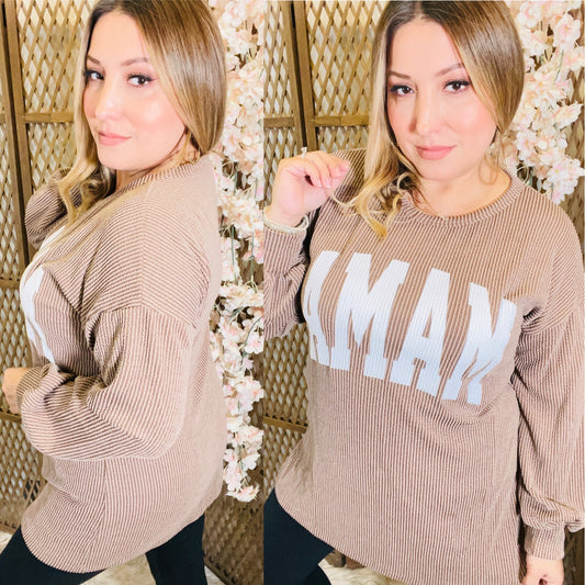 Mama Long Sleeve Ribbed Top COCO