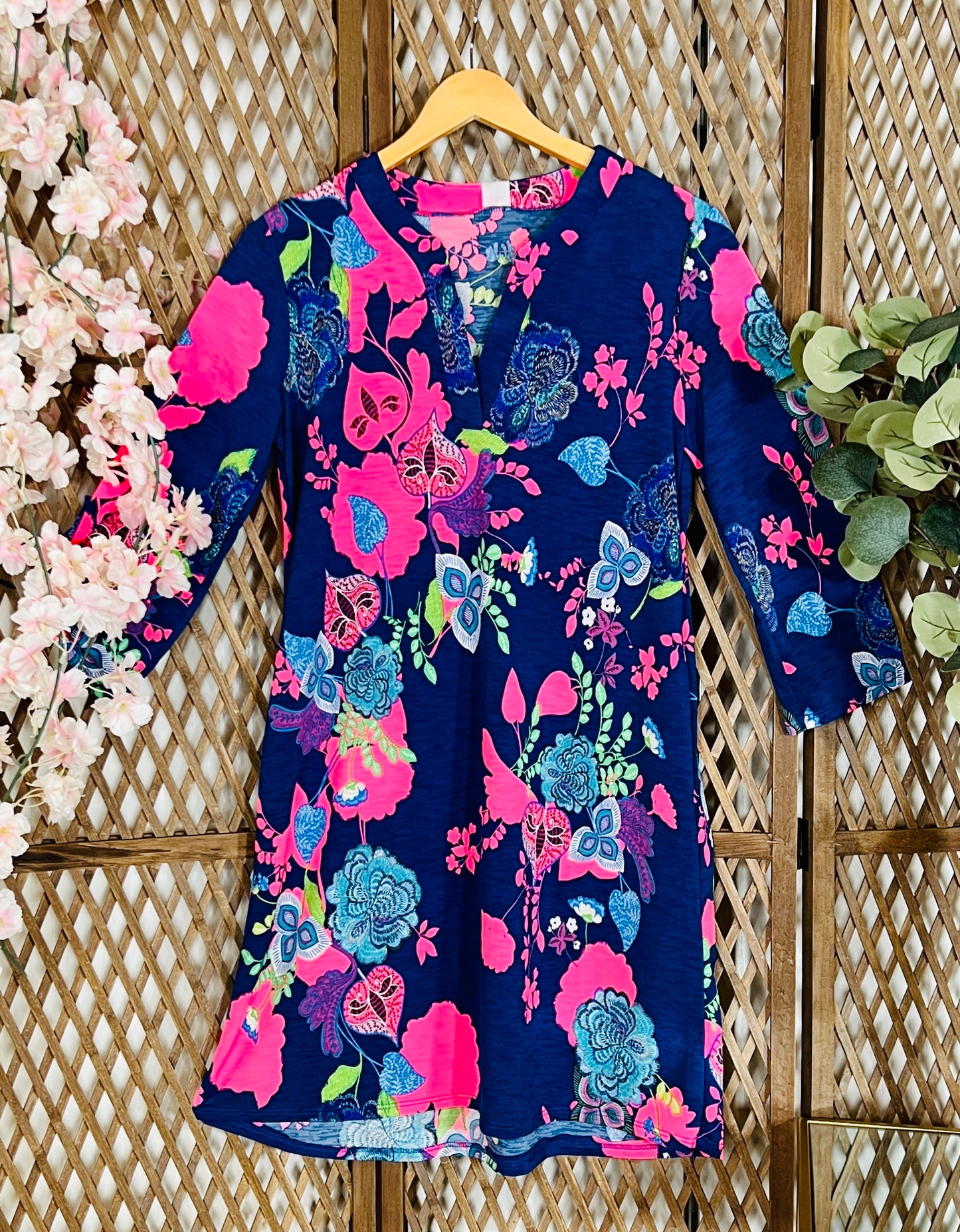 Mandarin Neck Floral Dress